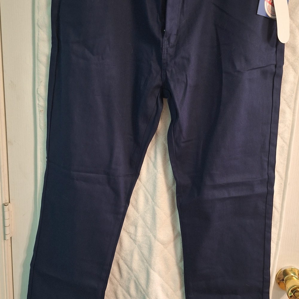 Blue Straight Leg Pants with Classic Fit
